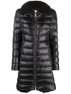 Herno Long Quilted Jacket High Collar In Schwarz