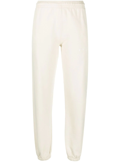 Off-white White Cotton Hands Off Track Pants In Panna