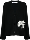 Off-white Logo-intarsia Knit Cardigan In Black