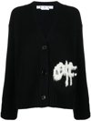 Off-white Logo-intarsia Knit Cardigan In Schwarz
