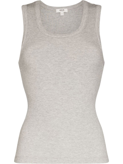 Agolde Ribbed-knit Vest Top In Grey