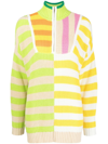 Staud Hampton Striped Chunky-knit Cotton-blend Sweater In Multicolour