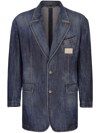 DOLCE & GABBANA LONGLINE DENIM BLAZER