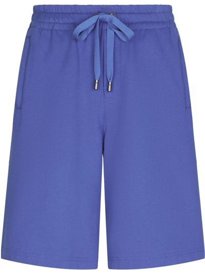 Dolce & Gabbana Embroidered-logo Track Shorts In Blue