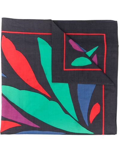 Pre-owned Saint Laurent 1990s Geometric Print Scarf In Black