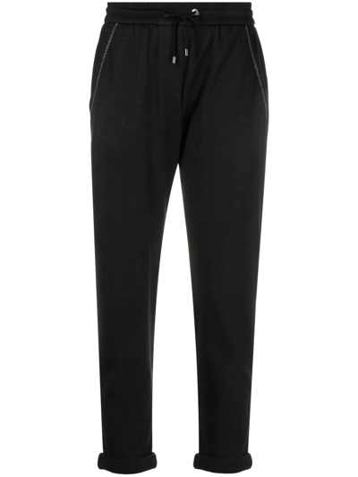 Brunello Cucinelli Women's Cotton And Silk Blend Joggers In Black