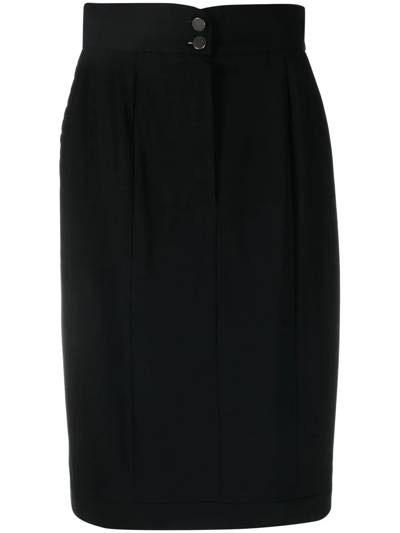 Pre-owned Chanel 1999 Pleat Detailing Knee-length Skirt In Black