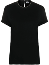 Brunello Cucinelli Short-sleeved T-shirt With Rolled Sleeves And Keyhole Detail In Black
