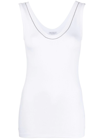 Brunello Cucinelli Embellished Tank Top In White