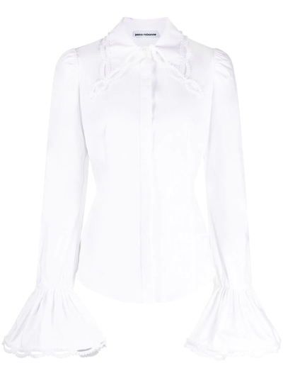 Paco Rabanne Lace-trim Flared-cuff Shirt In White