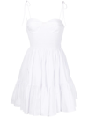 Staud Landry Open-back Smocked Tiered Cotton-poplin Mini Dress In White