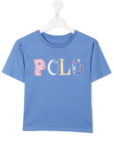 Ralph Lauren Kids' Blue Logo Print Cotton T-shirt