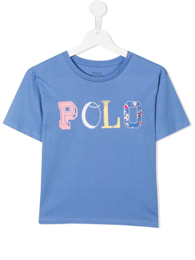 Polo Ralph Lauren Kids' Blue Logo Print Cotton T-shirt