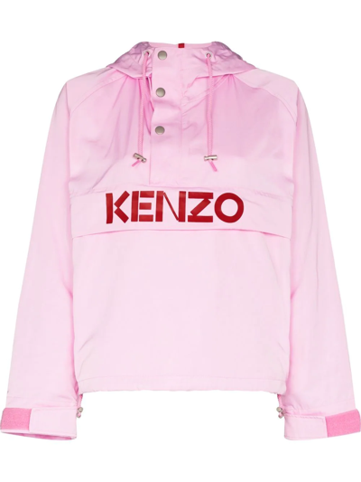 Kenzo Pink Logo Print Windbreaker In Multi-colored