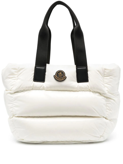 Moncler Padded Logo-patch Tote Bag In White