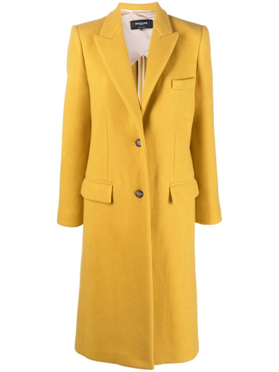 Rochas Single-breasted Virgin-wool Coat In Yellow