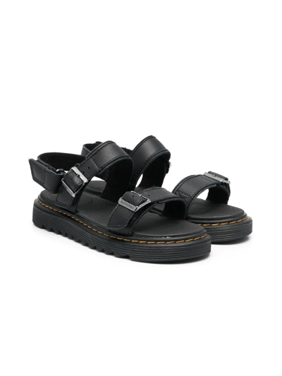 Dr. Martens' Kids' Stellar Buckled Flat Sandals In Black