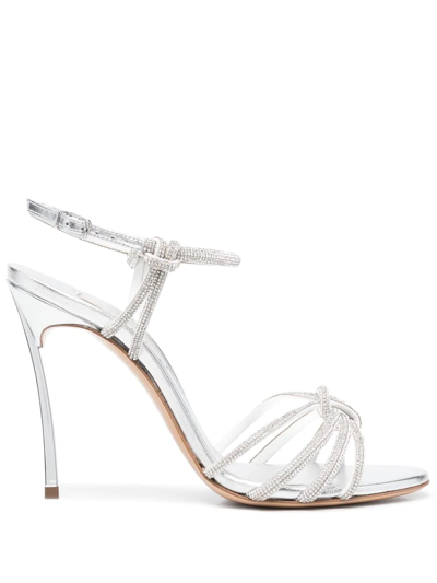 Casadei Crystal-embellished Heeled Sandals In Silver