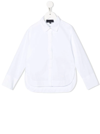 Emporio Armani Kids' Long-sleeve Poplin Shirt In White