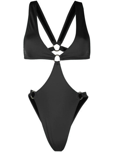 Manokhi Cut-out V-neck One-piece In Black