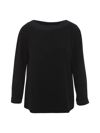 Emporio Armani Envers-satin Blouse With 3/4 Sleeves In Blue