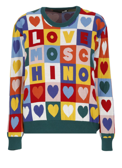 Love Moschino Maglia Jacquard Multicuore In Multicolor