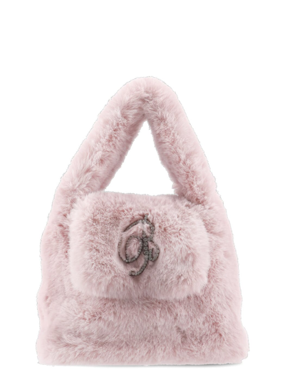 Blumarine Eco Fur Bag In Chalk Pink