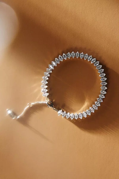 Serefina Pointed Oval Tennis Bracelet In Silver