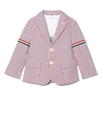 Thom Browne Babies' Pinstripe Tailored Blazer In 960 Rwbwht