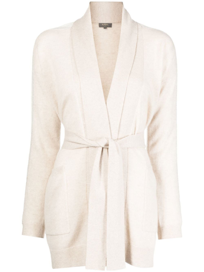 N•peal Belted Organic Cashmere Cardigan In Brown