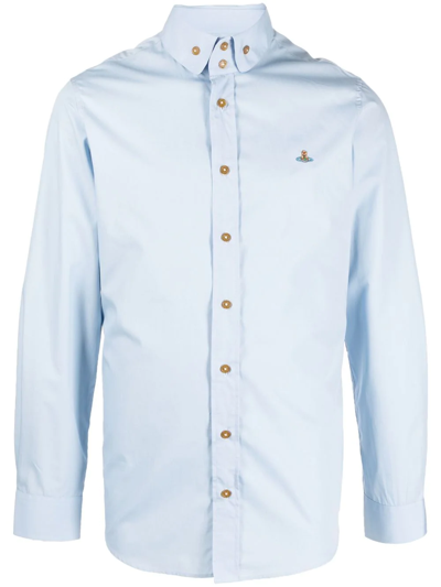 VIVIENNE WESTWOOD EMBROIDERED LOGO COTTON SHIRT 