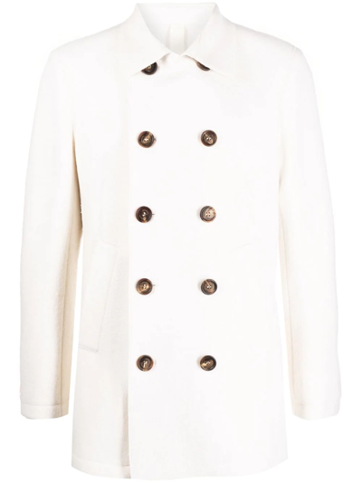 Eleventy Double-breasted Wool Coat In White