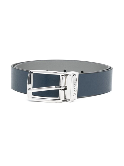 Emporio Armani Kids' Faux-leather Buckle Belt In 蓝色