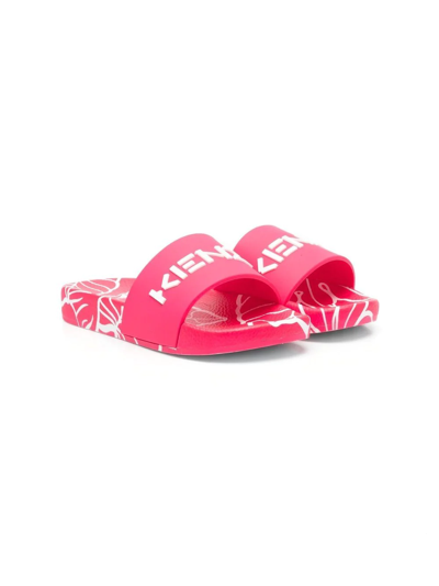 Kenzo Kids' Logo-print Detail Pool Slides In Pink