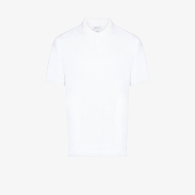 Sunspel White Towelling Cotton Polo Shirt