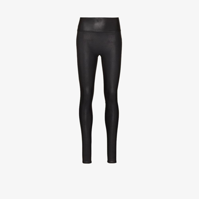 SPANX BLACK FAUX LEATHER SHAPING LEGGINGS,243718655304
