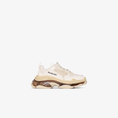 Balenciaga 60mm Triple S Clear Sole Sneakers In Beige