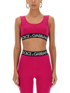 Dolce & Gabbana Capri Cropped Logo-hem Top In Fuchsia