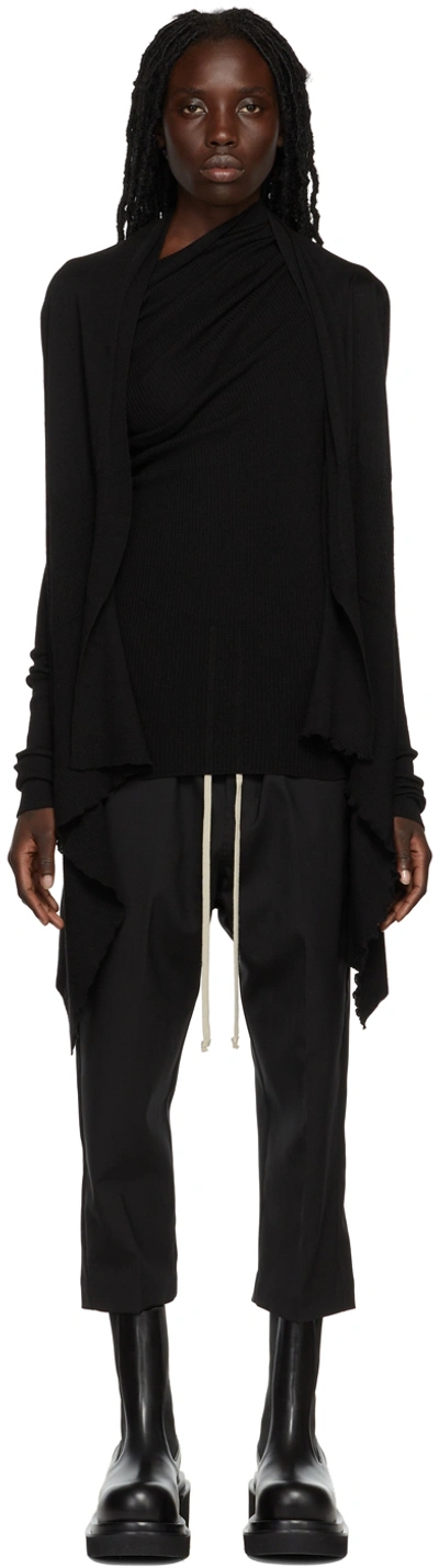 Rick Owens Black Wool Cardigan