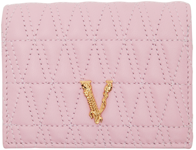 Versace Pink Virtus Bifold Wallet In 1pg4v English Rose-v