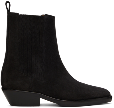 Isabel Marant Black Delena Ankle Boots In 02fk Faded Black