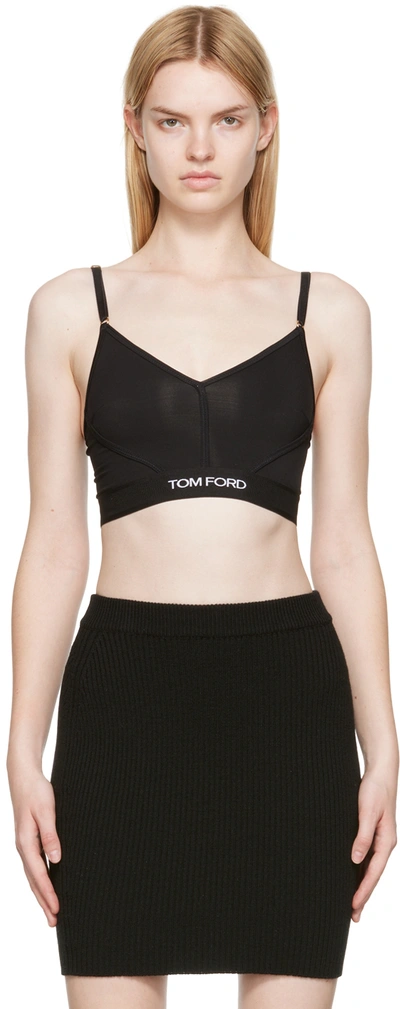 Tom Ford Cropped Tech Jersey Tank Top In Black