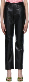 AGOLDE BLACK LYLE RECYCLED LEATHER TROUSERS