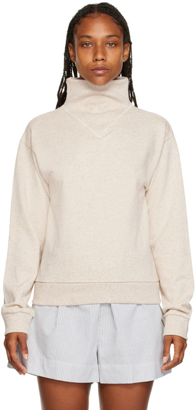 Baserange Nape Organic Cotton And Hemp-blend Jersey Turtleneck Sweatshirt In White