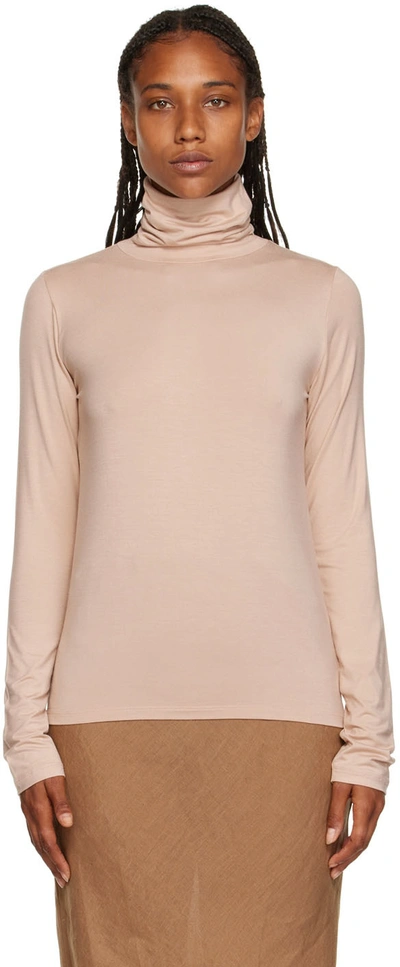 Baserange Beige Bamboo Turtleneck In Haptic