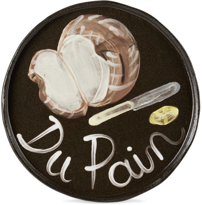 Harlie Brown Studio Ssense Exclusive Black 'du Pain' Plate In Black Clay +color