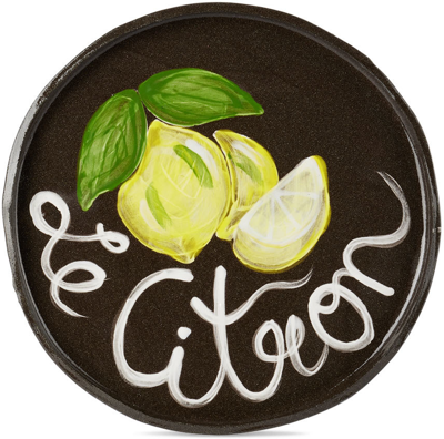 Harlie Brown Studio Ssense Exclusive Black 'le Citron' Plate In Black Clay +color