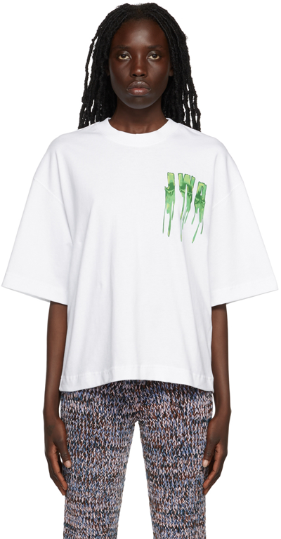 Jw Anderson Slime Oversized Printed Cotton-jersey T-shirt In Bianco