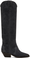 Isabel Marant Denvee Suede Tall Western Boots In 02fk Faded Black