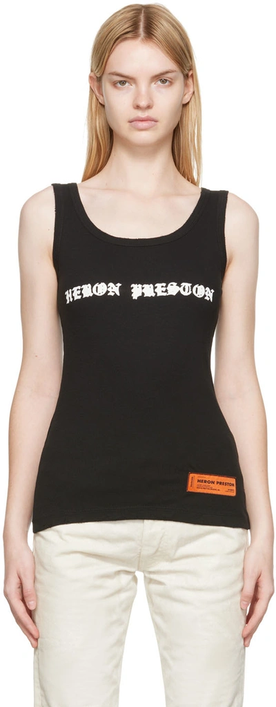 Heron Preston Logo-print Fine-ribbed Tank Top In Nero